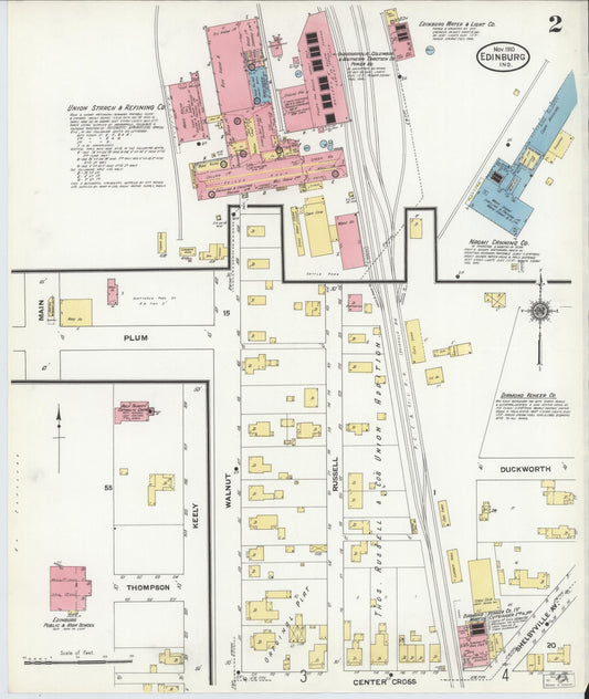 Sanborn Fire Insurance Map from Edinburg, Johnson And Bartholomew Counties, Indiana (1910), Sheet #0002 - Historic Sanborn Fire Insurance Map Print, vintage old map wall art, antique decor, genealogy gift, Indiana Indiana map