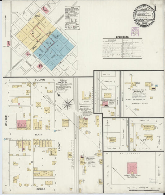 Sanborn Fire Insurance Map from Raymond, Montgomery County, Illinois (1901), Sheet #0001 - Historic Sanborn Fire Insurance Map Print, vintage old map wall art, antique decor, genealogy gift, Illinois Illinois map