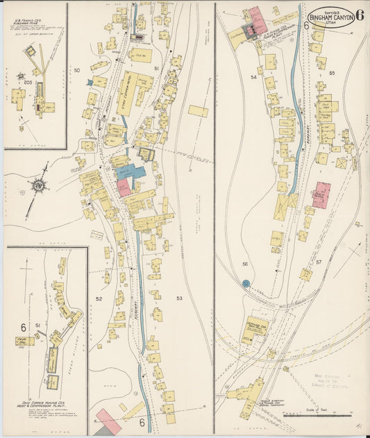 Sanborn Fire Insurance Map from Bingham Canyon, Salt Lake County, Utah (1913), Sheet #0006 - Historic Sanborn Fire Insurance Map Print, vintage old map wall art, antique decor, genealogy gift, Utah Utah map