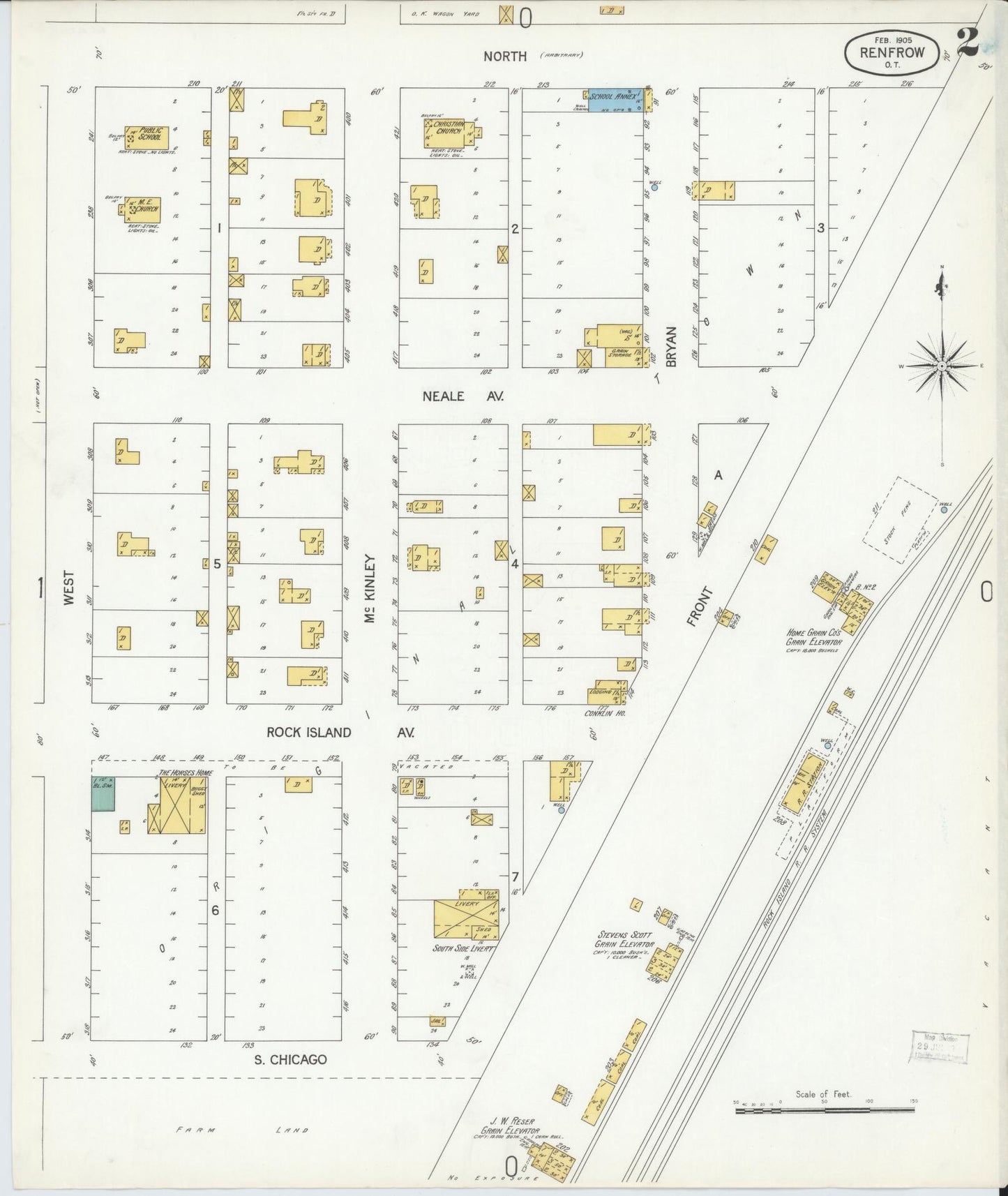 Sanborn Fire Insurance Map from Renfrow, Grant County, Oklahoma (1905), Sheet #0002 - Historic Sanborn Fire Insurance Map Print, vintage old map wall art, antique decor, genealogy gift, Oklahoma Oklahoma map