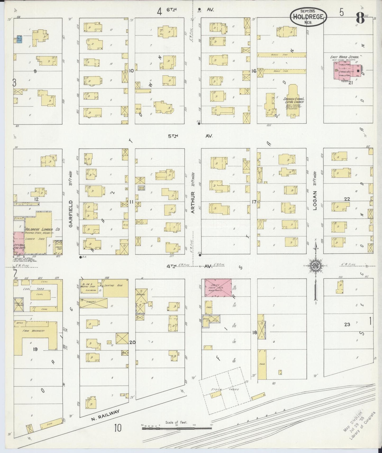 Sanborn Fire Insurance Map from Holdrege, Phelps County, Nebraska (1915), Sheet #0008 - Complete Map Set gallery image, historic Sanborn map, vintage wall art, Nebraska Nebraska
