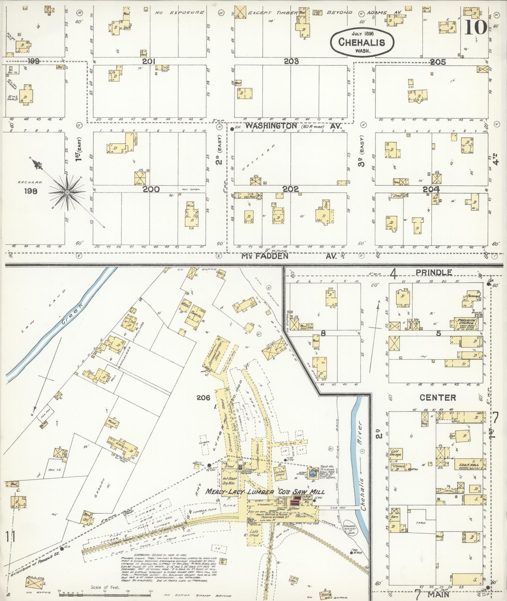 Sanborn Fire Insurance Map from Chehalis, Lewis County, Washington (1896), Sheet #0010 - Complete Map Set gallery image, historic Sanborn map, vintage wall art, Washington Washington