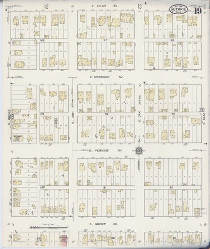 Sanborn Fire Insurance Map from Guthrie, Logan County, Oklahoma (1914), Sheet #0019 - Complete Map Set gallery image, historic Sanborn map, vintage wall art, Oklahoma Oklahoma