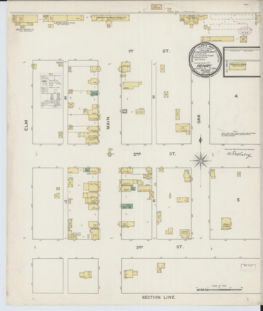 Sanborn Fire Insurance Map from Henry, Codington County, South Dakota (1893), Sheet #0001 - Historic Sanborn Fire Insurance Map Print, vintage old map wall art, antique decor, genealogy gift, South Dakota South Dakota map