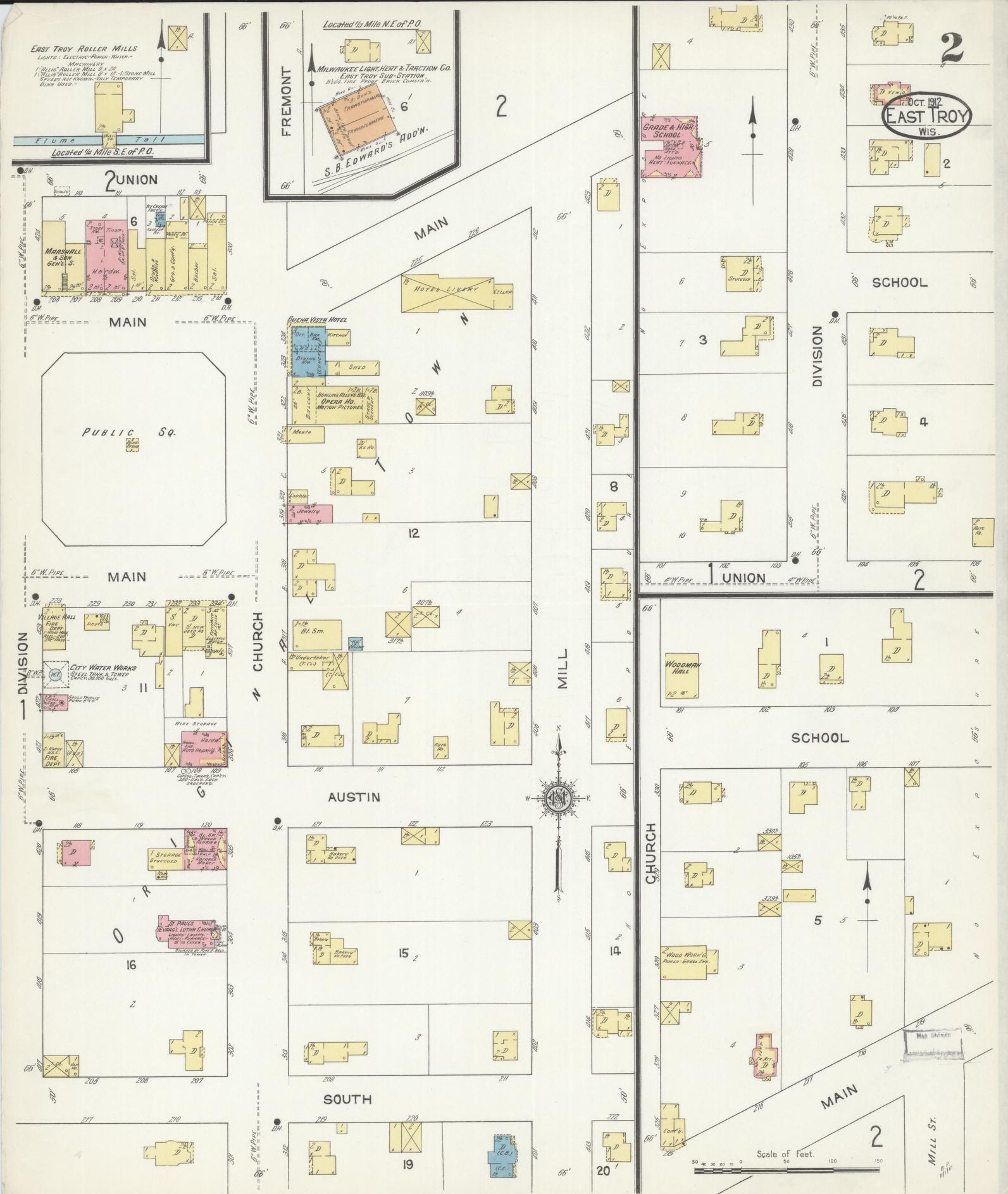 Sanborn Fire Insurance Map from East Troy, Walworth County, Wisconsin (1912), Sheet #0002 - Complete Map Set gallery image, historic Sanborn map, vintage wall art, Wisconsin Wisconsin