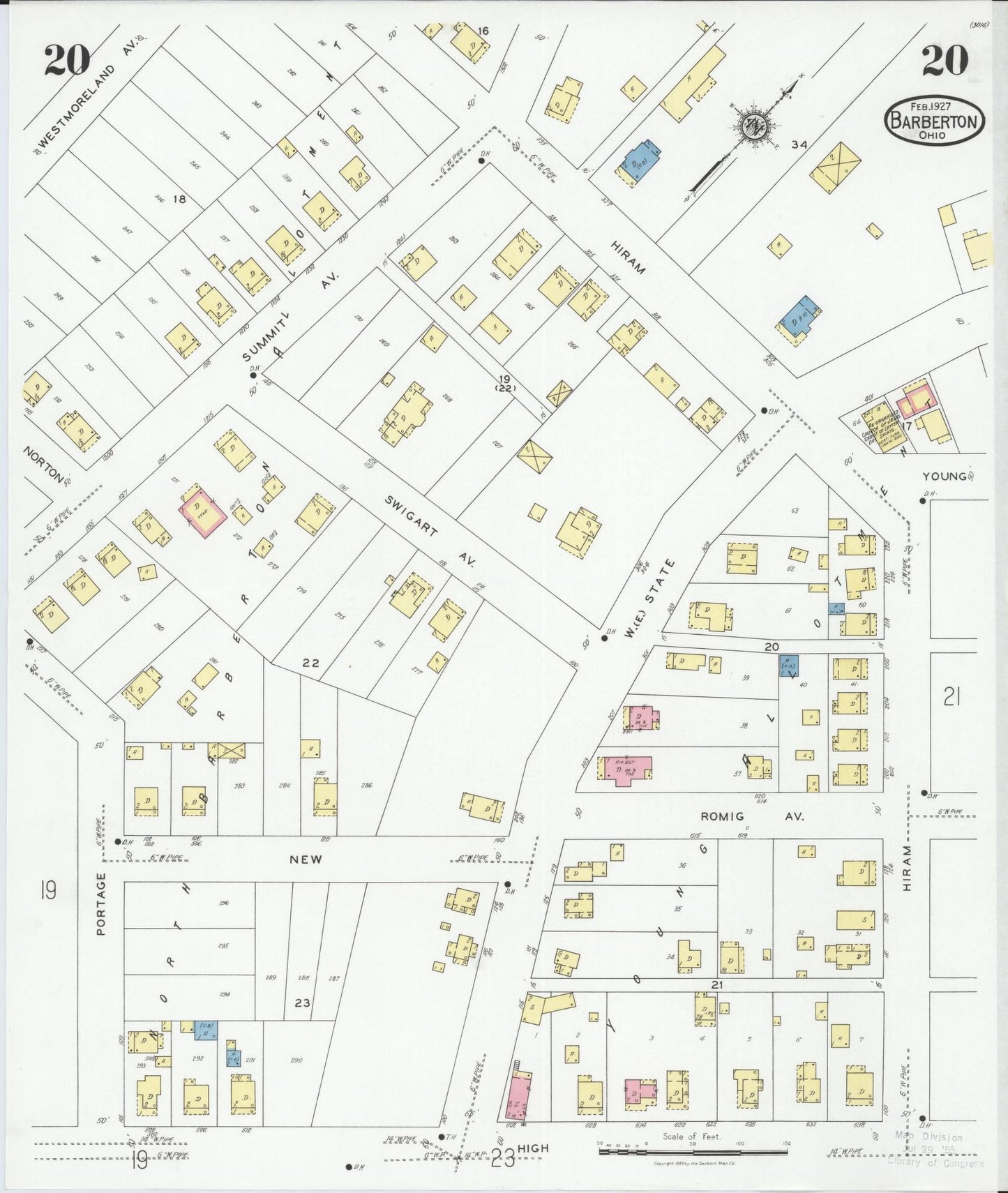 Sanborn Fire Insurance Map from Barberton, Summit County, Ohio (1927), Sheet #0020 - Historic Sanborn Fire Insurance Map Print, vintage old map wall art, antique decor, genealogy gift, Ohio Ohio map