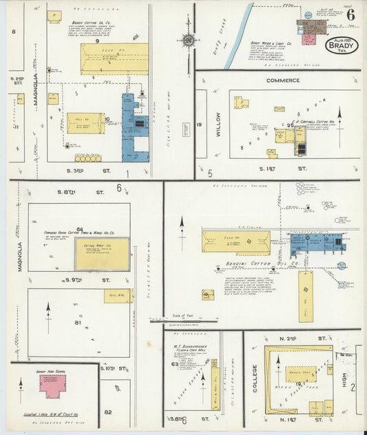 Sanborn Fire Insurance Map from Brady, McCulloch County, Texas (1921), Sheet #0006 - Historic Sanborn Fire Insurance Map Print, vintage old map wall art, antique decor, genealogy gift, Texas Texas map
