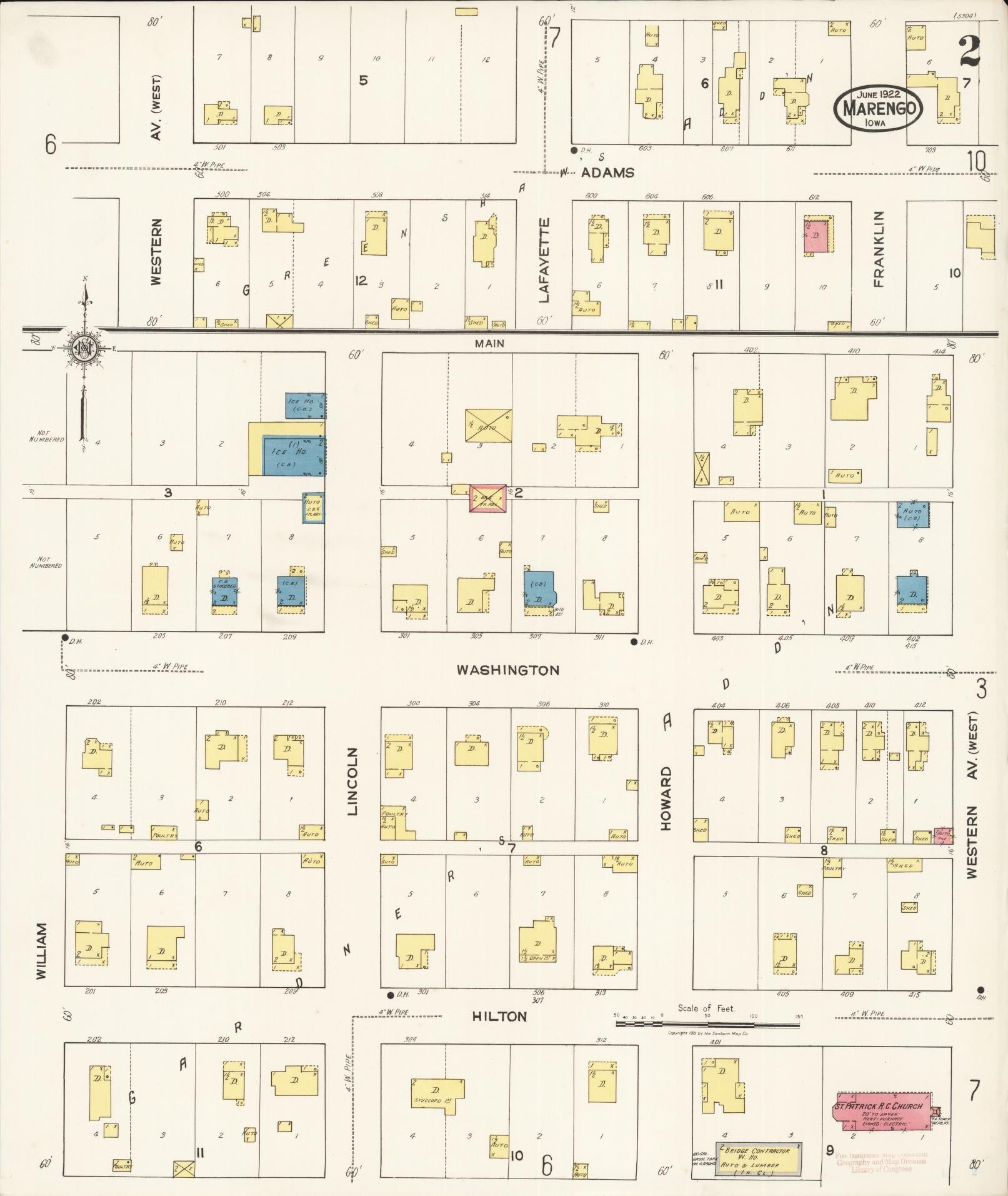 Sanborn Fire Insurance Map from Marengo, Iowa County, Iowa (1922), Sheet #0002 - Historic Sanborn Fire Insurance Map Print