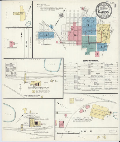 Sanborn Fire Insurance Map from Eldorado, Saline County, Illinois (1911), Sheet #0001 - Complete Map Set gallery image, historic Sanborn map, vintage wall art, Illinois Illinois