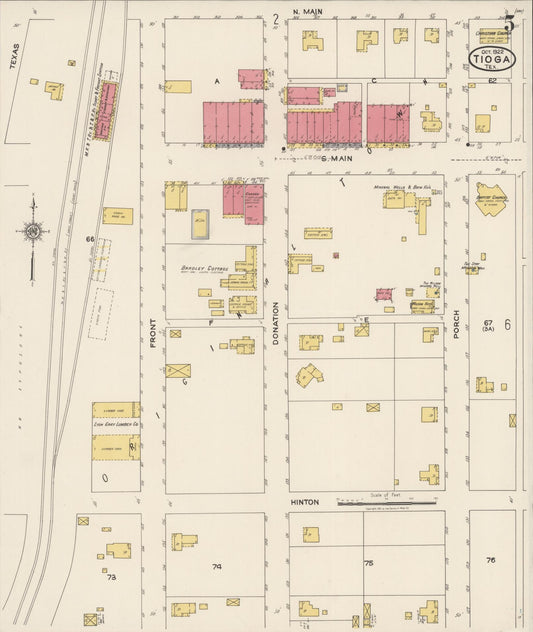 Sanborn Fire Insurance Map from Tioga, Grayton County, Texas (1922), Sheet #0005 - Historic Sanborn Fire Insurance Map Print, vintage old map wall art, antique decor, genealogy gift, Texas Texas map
