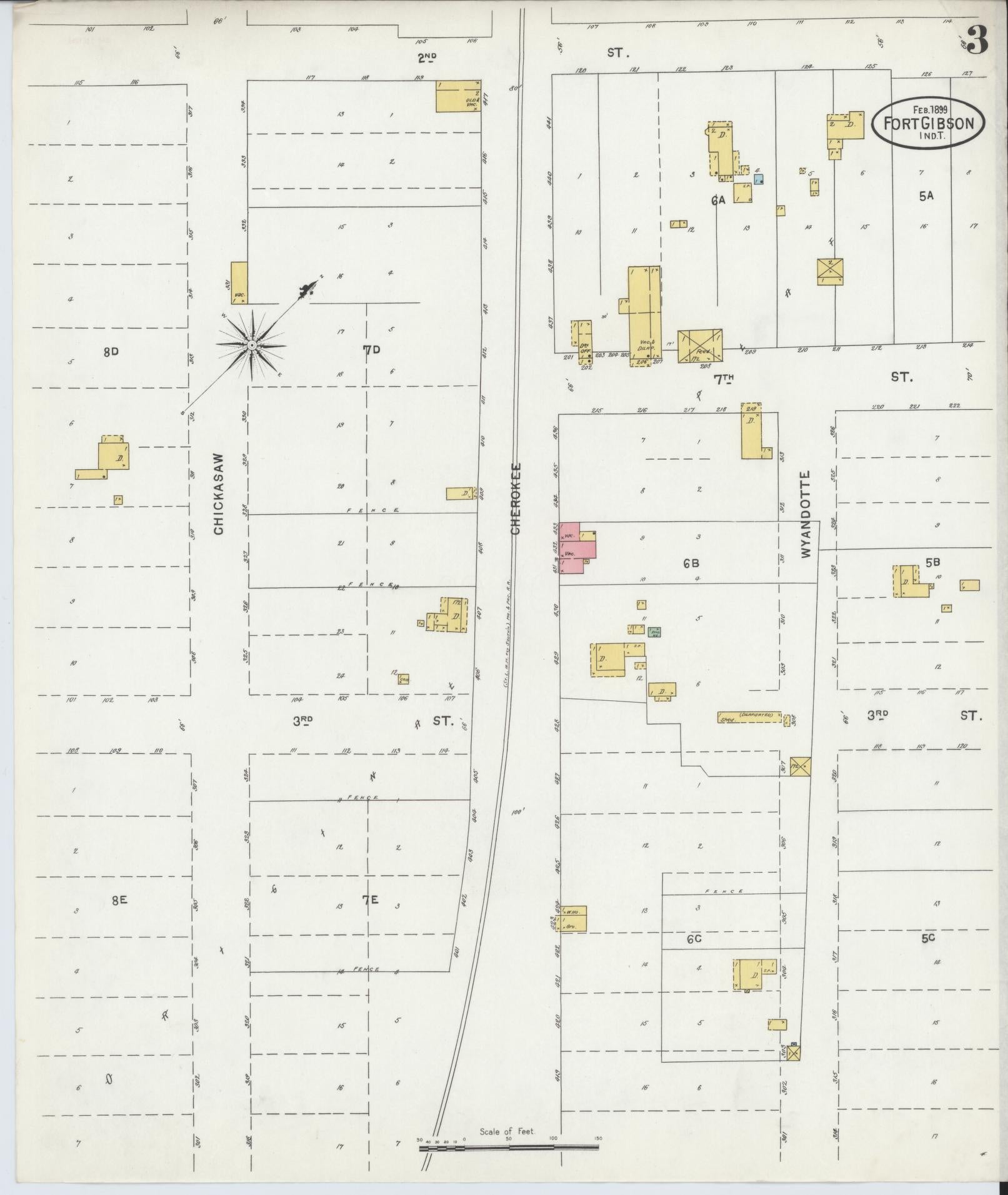 Sanborn Fire Insurance Map from Fort Gibson, Muskogee County, Oklahoma (1899), Sheet #0003 - Complete Map Set gallery image, historic Sanborn map, vintage wall art, Oklahoma Oklahoma