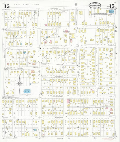 Sanborn Fire Insurance Map from Manhattan, Riley County, Kansas (1930), Sheet #0015 - Complete Map Set gallery image, historic Sanborn map, vintage wall art, Kansas Kansas
