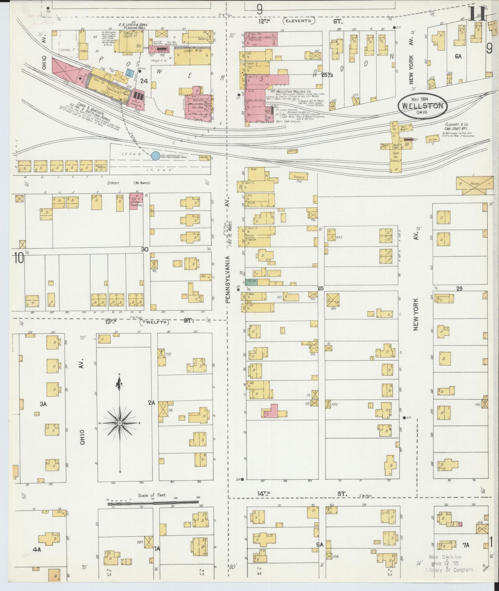 Sanborn Fire Insurance Map from Wellston, Jackson County, Ohio (1904), Sheet #0011 - Historic Sanborn Fire Insurance Map Print, vintage old map wall art, antique decor, genealogy gift, Ohio Ohio map