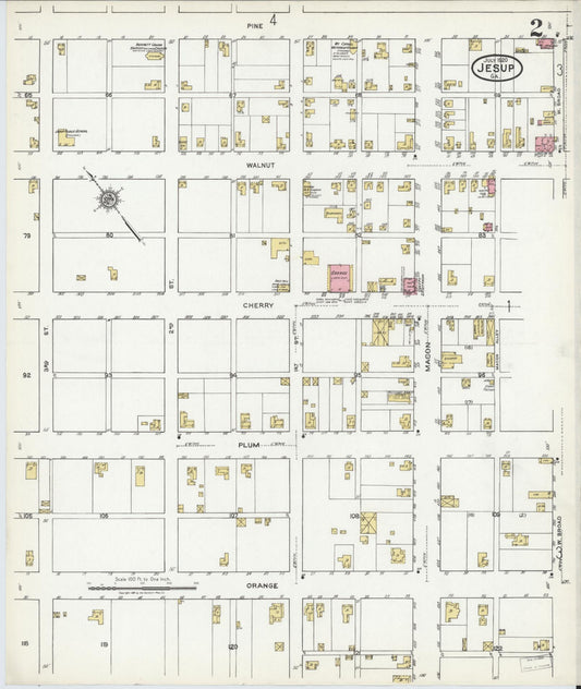 Sanborn Fire Insurance Map from Jesup, Wayne County, Georgia (1920), Sheet #0002 - Historic Sanborn Fire Insurance Map Print, vintage old map wall art, antique decor, genealogy gift, Georgia Georgia map
