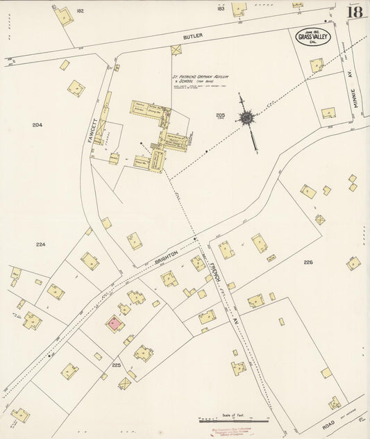 Sanborn Fire Insurance Map from Grass Valley, Nevada County, California (1912), Sheet #0018 - Historic Sanborn Fire Insurance Map Print, vintage old map wall art, antique decor, genealogy gift, California California map