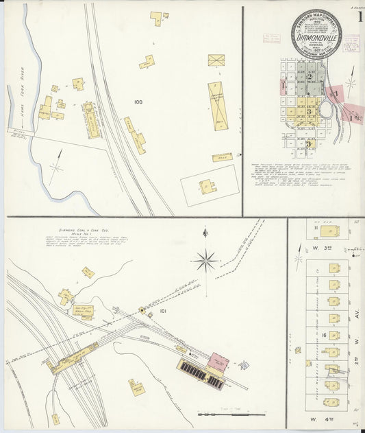 Sanborn Fire Insurance Map from Diamondville, Lincoln County, Wyoming (1907), Sheet #0001 - Complete Map Set gallery image, historic Sanborn map, vintage wall art, Wyoming Wyoming