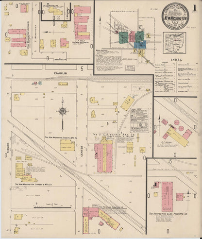 Sanborn Fire Insurance Map from New Washington, Crawford County, Ohio (1922), Sheet #0001 - Complete Map Set gallery image, historic Sanborn map, vintage wall art, Ohio Ohio