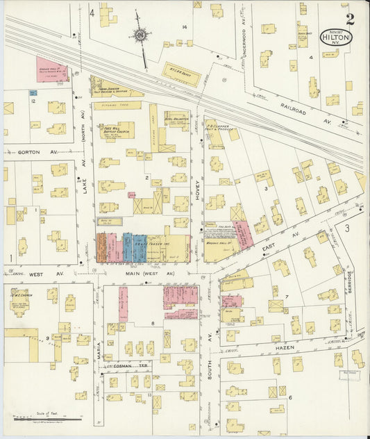 Sanborn Fire Insurance Map from Hilton, Monroe County, New York (1917), Sheet #0002 - Historic Sanborn Fire Insurance Map Print, vintage old map wall art, antique decor, genealogy gift, New York New York map