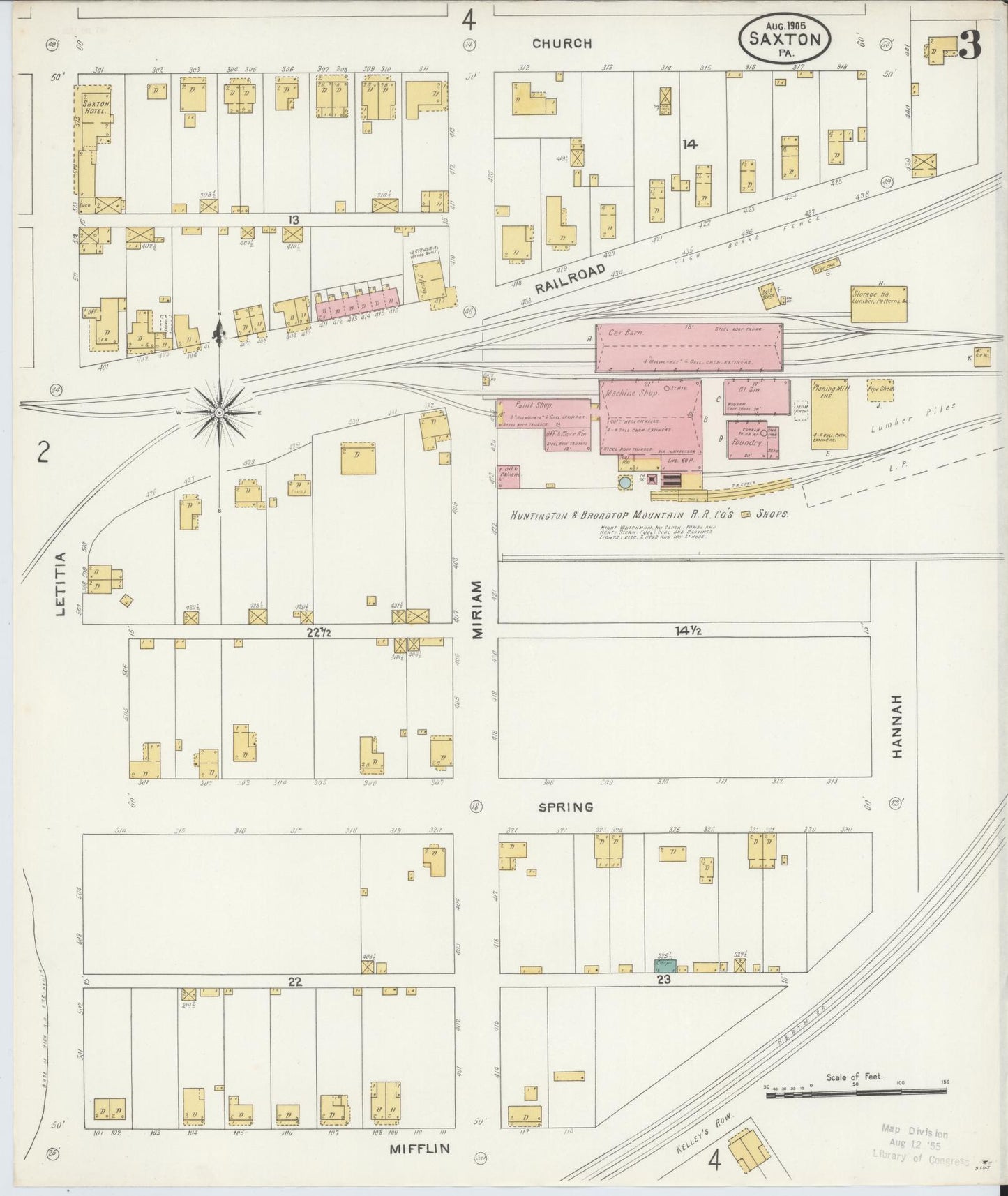 Sanborn Fire Insurance Map from Saxton, Bedford County, Pennsylvania (1905), Sheet #0003 - Complete Map Set gallery image, historic Sanborn map, vintage wall art, Pennsylvania Pennsylvania