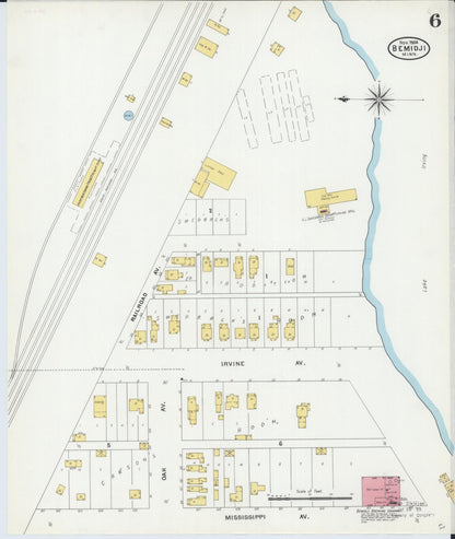 Sanborn Fire Insurance Map from Bemidji, Beltrami County, Minnesota (1904), Sheet #0006 - Complete Map Set gallery image, historic Sanborn map, vintage wall art, Minnesota Minnesota