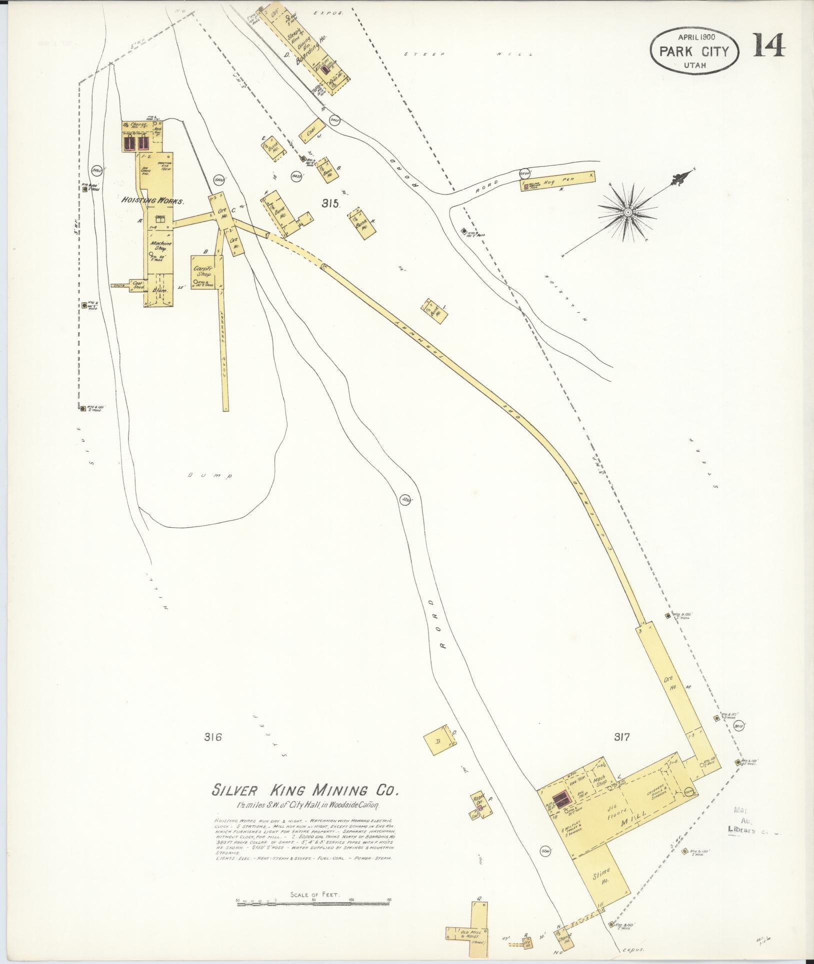 Sanborn Fire Insurance Map from Park City, Summit County, Utah (1900), Sheet #0014 - Complete Map Set gallery image, historic Sanborn map, vintage wall art, Utah Utah