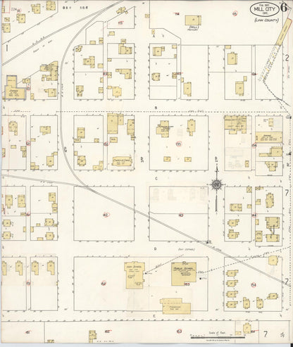 Sanborn Fire Insurance Map from Mill City, Linn And Marion Counties, Oregon (1931), Sheet #0006 - Complete Map Set gallery image, historic Sanborn map, vintage wall art, Oregon Oregon