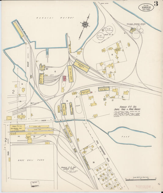 Sanborn Fire Insurance Map from Kahului, Maui County, Hawaii (1914), Sheet #0003 - Historic Sanborn Fire Insurance Map Print, vintage old map wall art, antique decor, genealogy gift, Hawaii Hawaii map