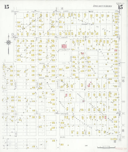Sanborn Fire Insurance Map from Marion, Williamson County, Illinois (1937), Sheet #0015 - Complete Map Set gallery image, historic Sanborn map, vintage wall art, Illinois Illinois