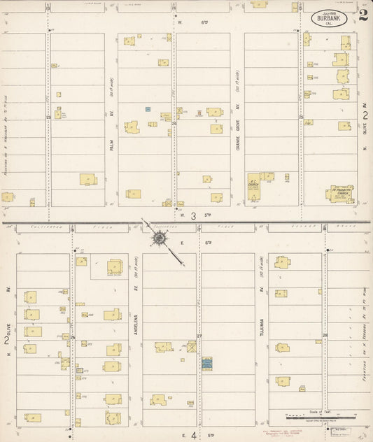 Sanborn Fire Insurance Map from Burbank, Los Angeles County, California (1918), Sheet #0002 - Historic Sanborn Fire Insurance Map Print, vintage old map wall art, antique decor, genealogy gift, California California map