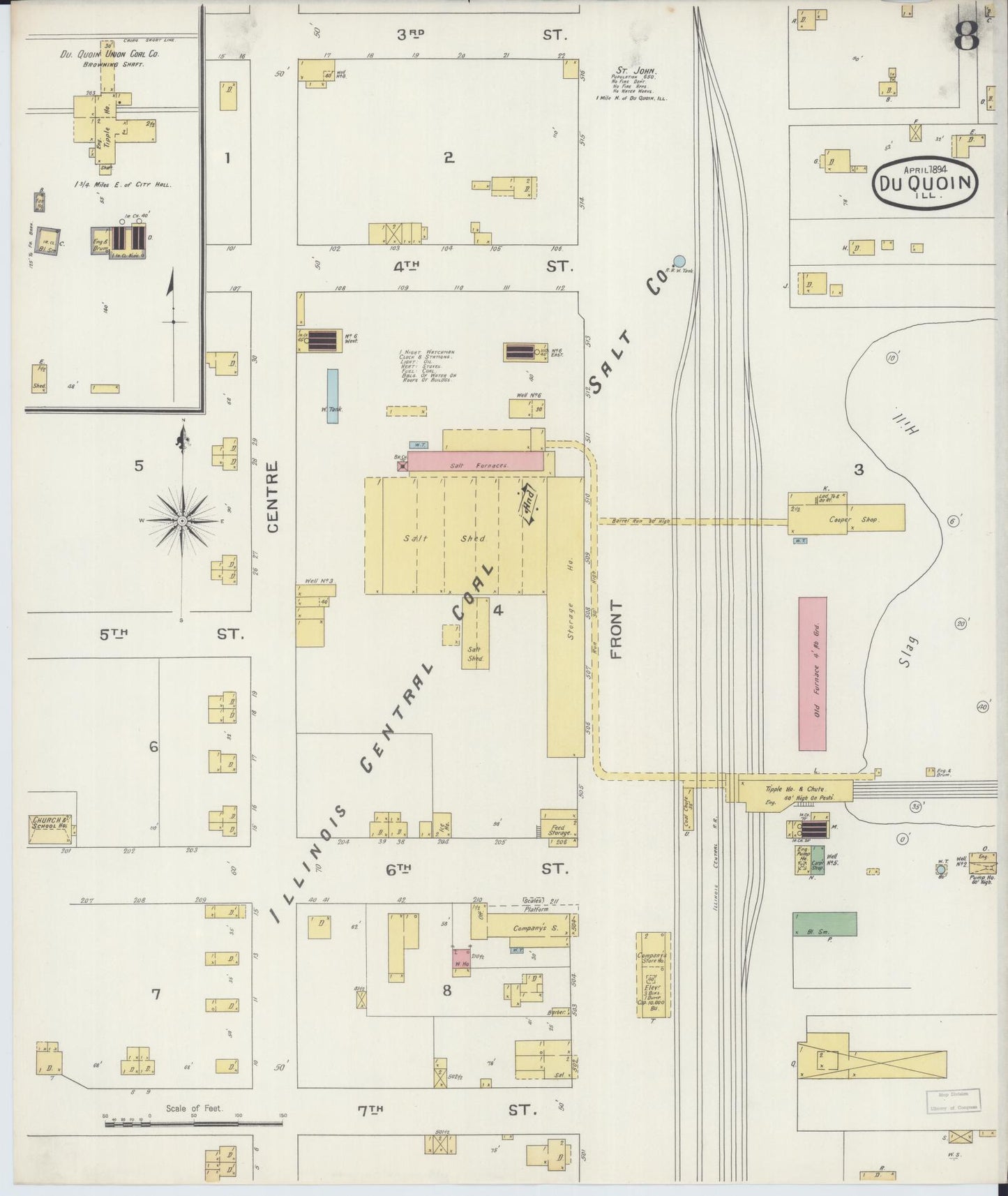 Sanborn Fire Insurance Map from Du Quoin, Perry County, Illinois (1894), Sheet #0008 - Complete Map Set gallery image, historic Sanborn map, vintage wall art, Illinois Illinois