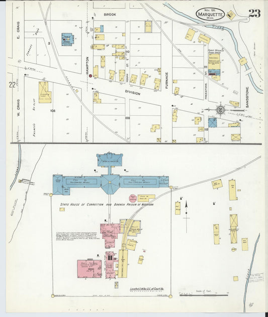 Sanborn Fire Insurance Map from Marquette, Marquette County, Michigan (1911), Sheet #0023 - Historic Sanborn Fire Insurance Map Print, vintage old map wall art, antique decor, genealogy gift, Michigan Michigan map