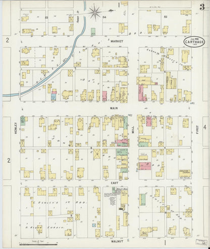 Sanborn Fire Insurance Map from Carthage, Rush County, Indiana (1898), Sheet #0003 - Complete Map Set gallery image, historic Sanborn map, vintage wall art, Indiana Indiana