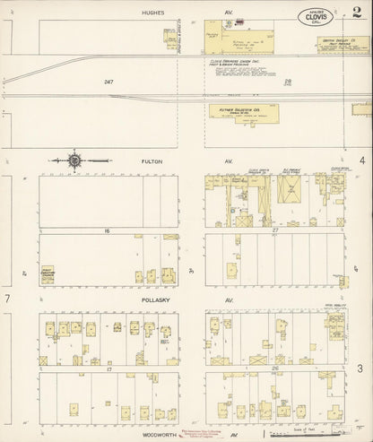 Sanborn Fire Insurance Map from Clovis, Fresno County, California (1912), Sheet #0002 - Complete Map Set gallery image, historic Sanborn map, vintage wall art, California California