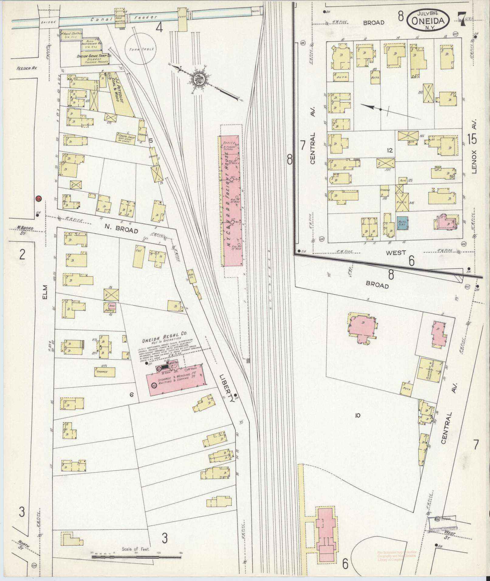 Sanborn Fire Insurance Map from Oneida, Madison County, New York (1914), Sheet #0007 - Complete Map Set gallery image, historic Sanborn map, vintage wall art, New York New York