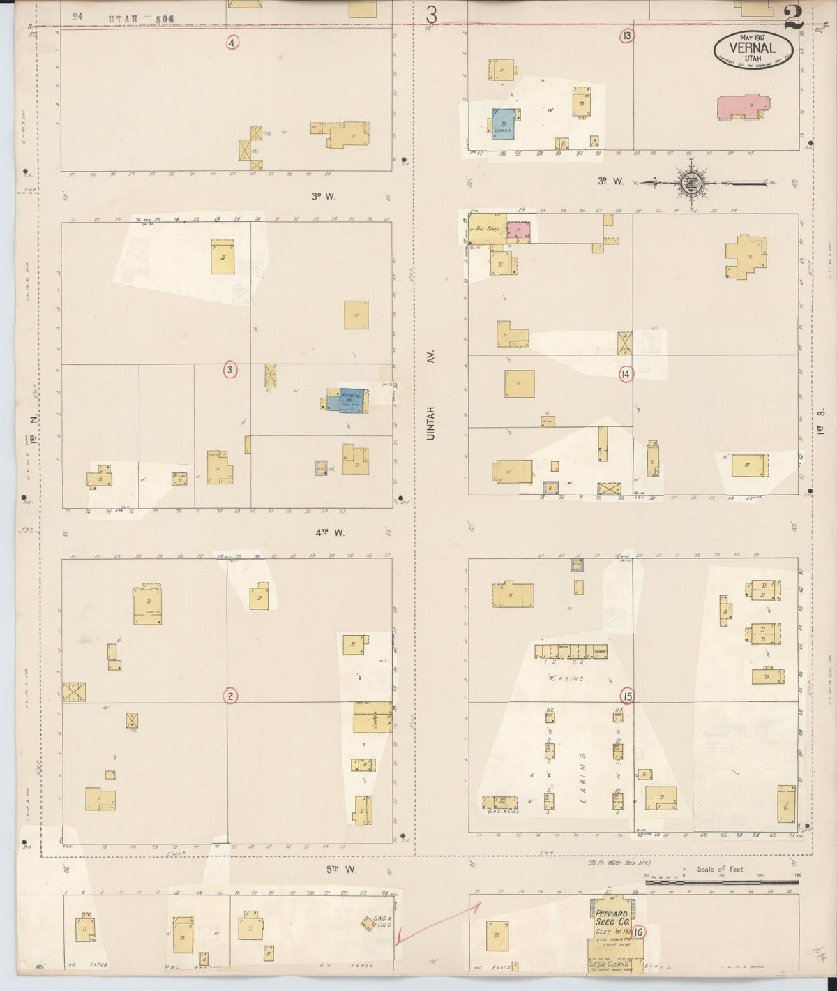 Sanborn Fire Insurance Map from Vernal, Uintah County, Utah (1931), Sheet #0002 - Historic Sanborn Fire Insurance Map Print, vintage old map wall art, antique decor, genealogy gift, Utah Utah map