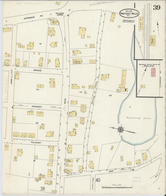 Sanborn Fire Insurance Map from Pawtuxet Valley, Kent and Providence Counties, Rhode Island (1911), Sheet #0039 - Historic Sanborn Fire Insurance Map Print, vintage old map wall art, antique decor, genealogy gift, Washington Washington map