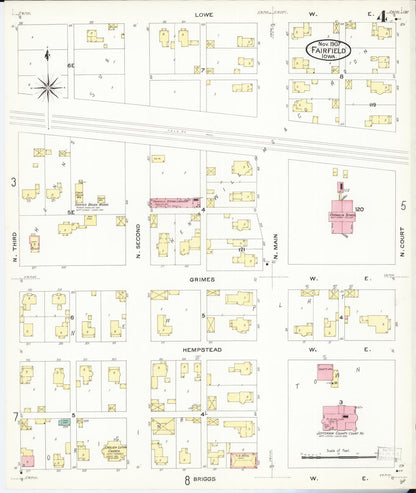 Sanborn Fire Insurance Map from Fairfield, Jefferson County, Iowa (1907), Sheet #0004 - Historic Sanborn Fire Insurance Map Print