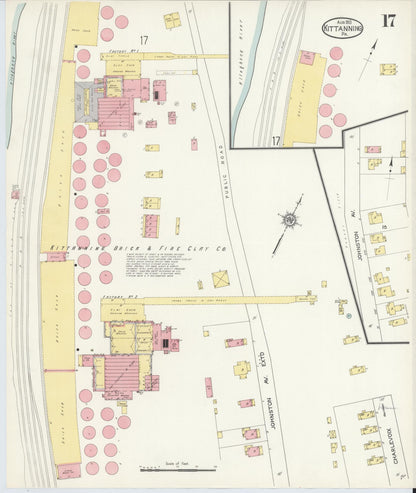 Sanborn Fire Insurance Map from Kittanning, Armstrong County, Pennsylvania (1913), Sheet #0017 - Complete Map Set gallery image, historic Sanborn map, vintage wall art, Pennsylvania Pennsylvania