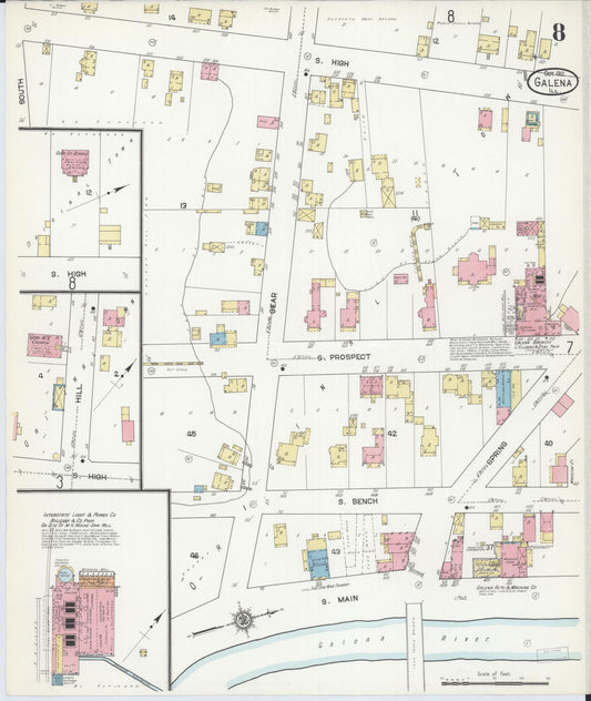 Sanborn Fire Insurance Map from Galena, Jo Daviess County, Illinois (1912), Sheet #0008 - Historic Sanborn Fire Insurance Map Print, vintage old map wall art, antique decor, genealogy gift, Illinois Illinois map