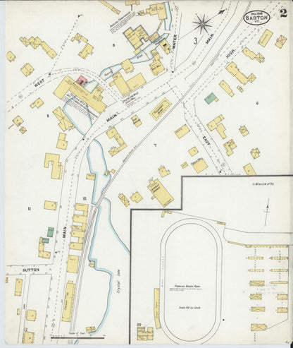 Sanborn Fire Insurance Map from Barton, Orleans County, Vermont (1904), Sheet #0002 - Complete Map Set gallery image, historic Sanborn map, vintage wall art, Vermont Vermont