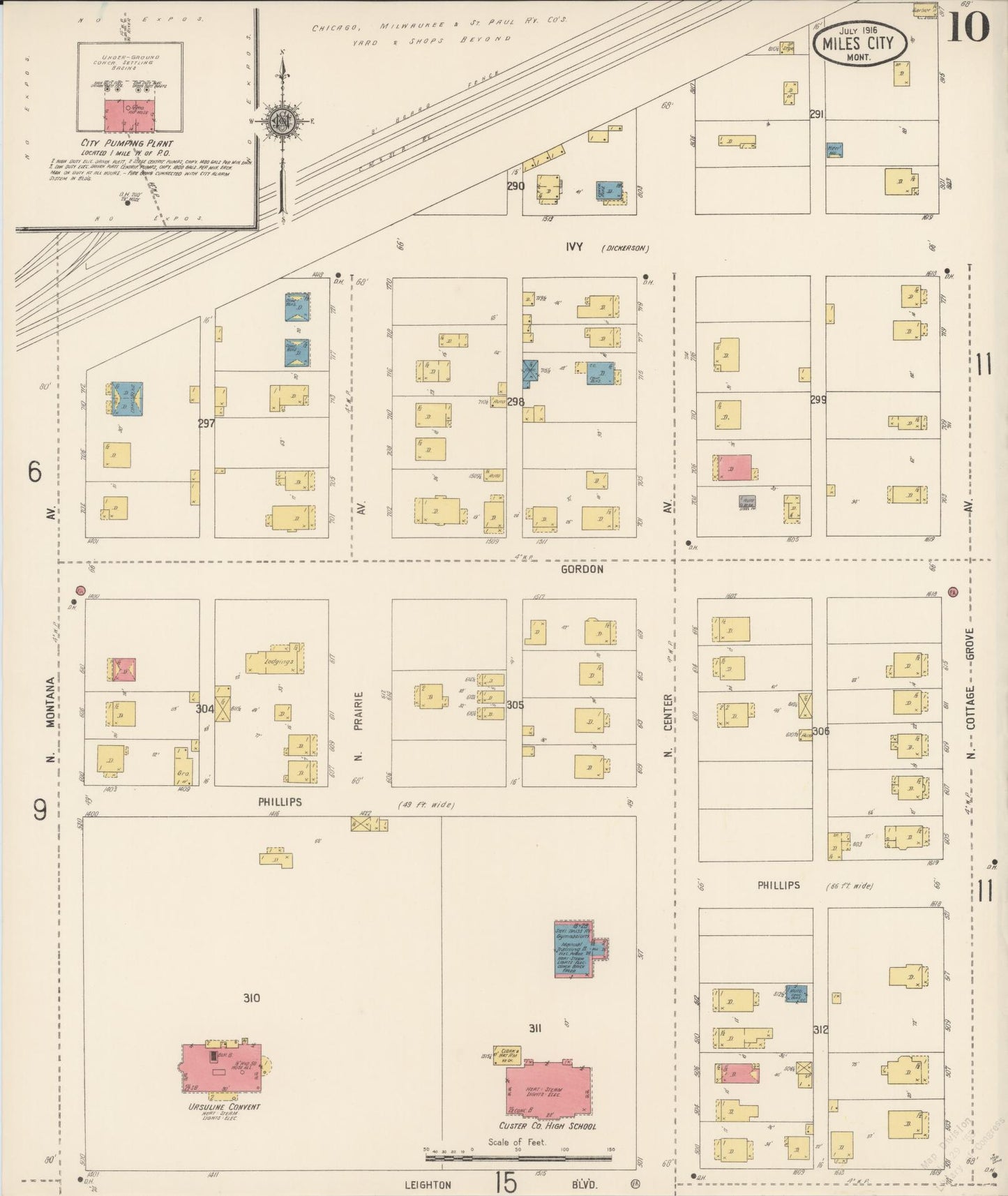 Sanborn Fire Insurance Map from Miles City, Custer County, Montana (1916), Sheet #0010 - Complete Map Set gallery image, historic Sanborn map, vintage wall art, Montana Montana