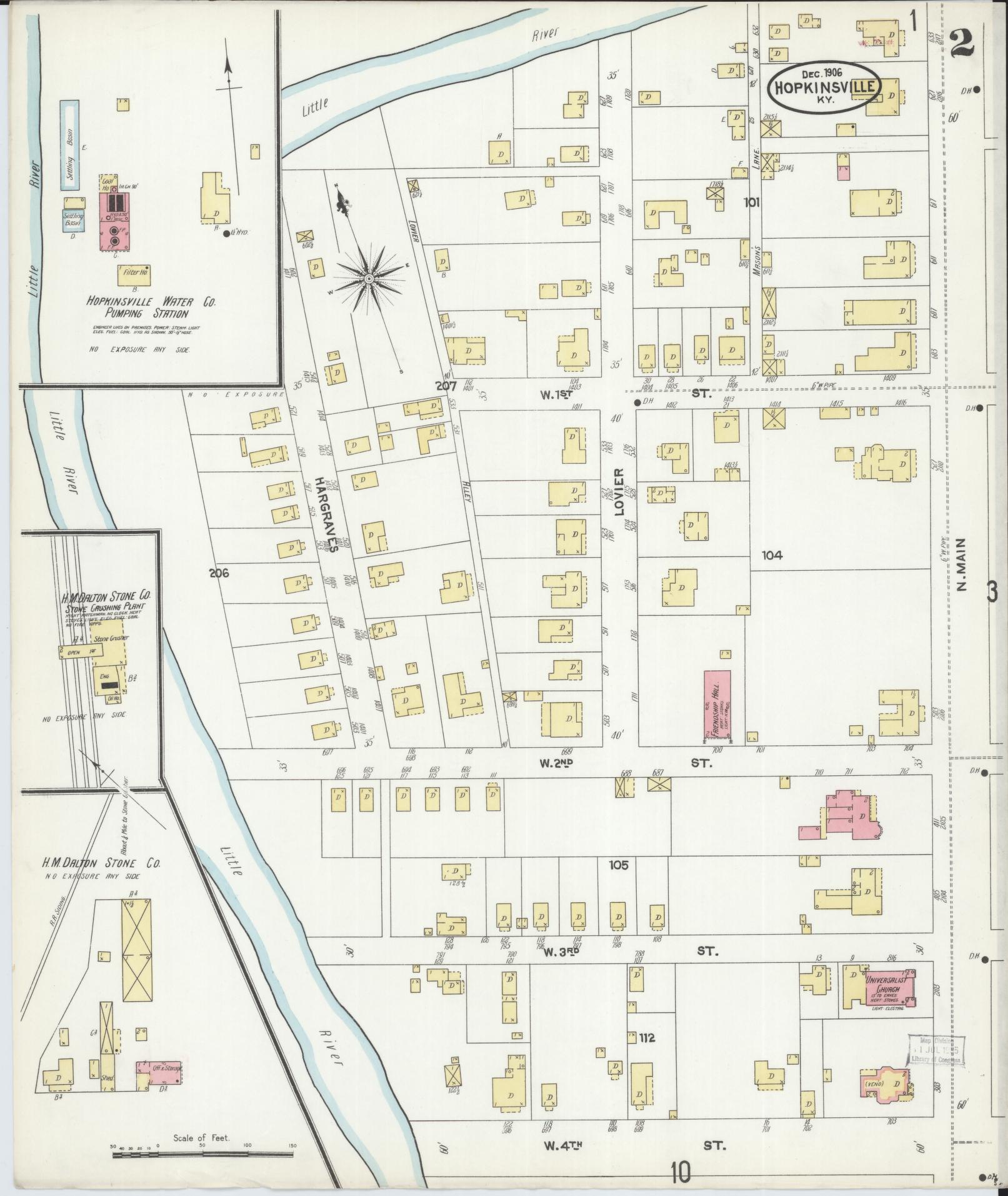 Sanborn Fire Insurance Map from Hopkinsville, Christian County, Kentucky (1906), Sheet #0002 - Complete Map Set gallery image, historic Sanborn map, vintage wall art, Kentucky Kentucky