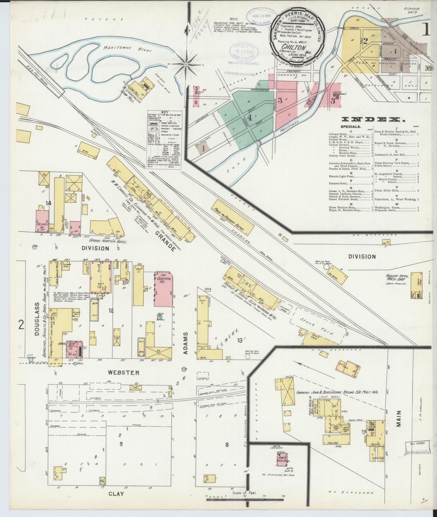 Sanborn Fire Insurance Map from Chilton, Calumet County, Wisconsin (1898), Sheet #0001 - Historic Sanborn Fire Insurance Map Print, vintage old map wall art, antique decor, genealogy gift, Wisconsin Wisconsin map