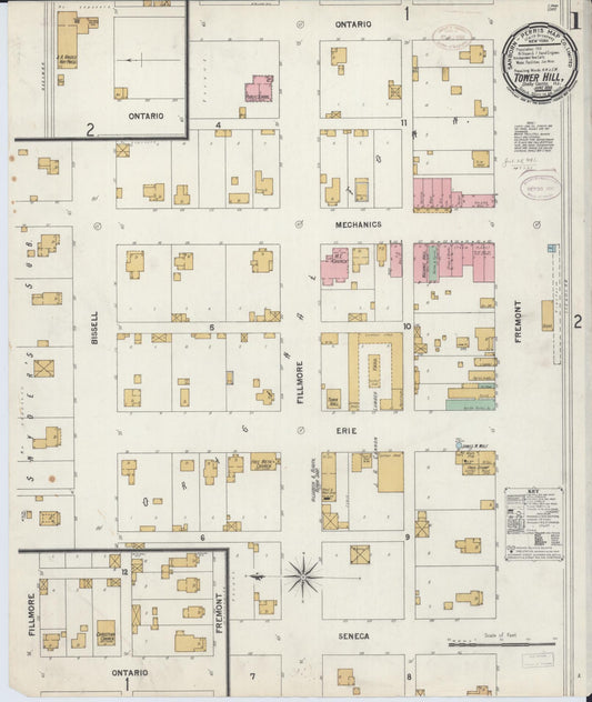 Sanborn Fire Insurance Map from Tower Hill, Shelby County, Illinois (1899), Sheet #0001 - Complete Map Set gallery image, historic Sanborn map, vintage wall art, Illinois Illinois