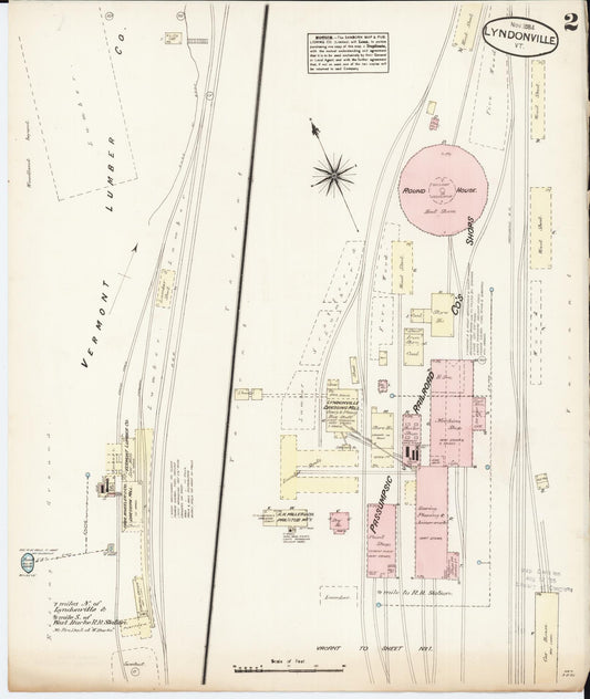 Sanborn Fire Insurance Map from Lyndonville, Caledonia County, Vermont (1884), Sheet #0002 - Historic Sanborn Fire Insurance Map Print, vintage old map wall art, antique decor, genealogy gift, Vermont Vermont map