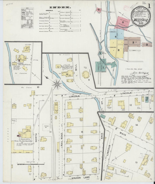 Sanborn Fire Insurance Map from Westfield, Tioga County, Pennsylvania (1894), Sheet #0001 - Historic Sanborn Fire Insurance Map Print, vintage old map wall art, antique decor, genealogy gift, Pennsylvania Pennsylvania map