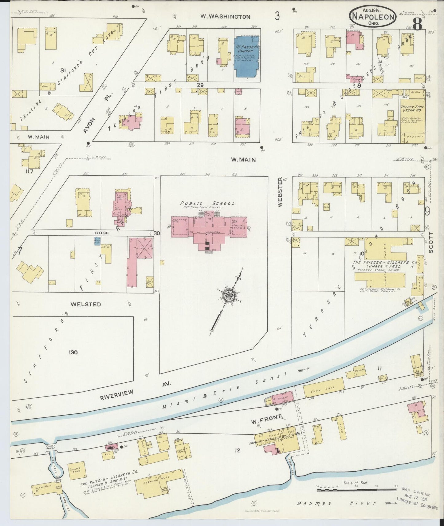 Sanborn Fire Insurance Map from Napoleon, Henry County, Ohio (1916), Sheet #0008 - Complete Map Set gallery image, historic Sanborn map, vintage wall art, Ohio Ohio
