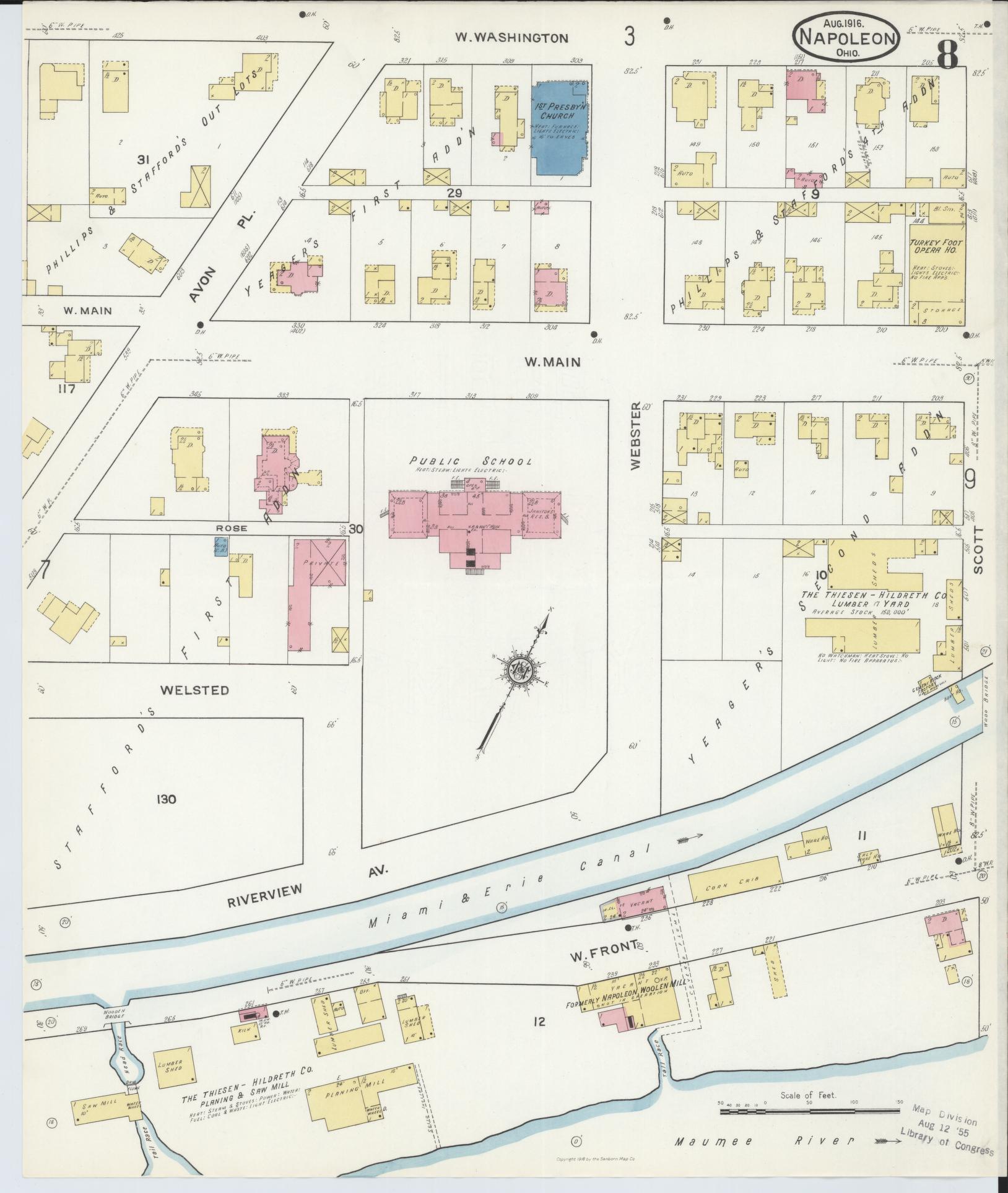 Sanborn Fire Insurance Map from Napoleon, Henry County, Ohio (1916), Sheet #0008 - Complete Map Set gallery image, historic Sanborn map, vintage wall art, Ohio Ohio