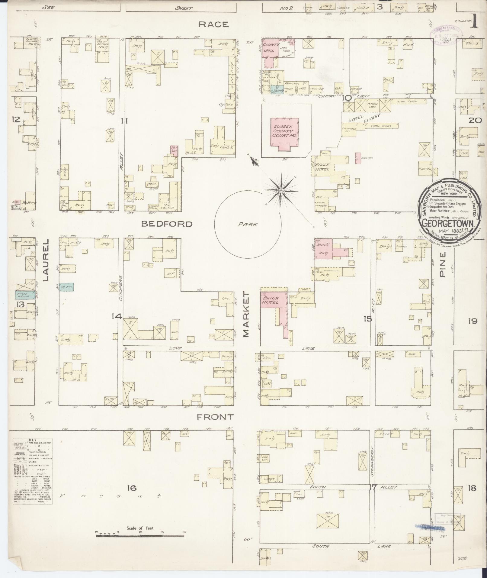 Sanborn Fire Insurance Map from Georgetown, Sussex County, Delaware. (1885) – Historic Sanborn Fire Insurance Map Print
