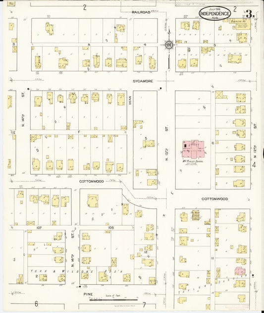 Sanborn Fire Insurance Map from Independence, Montgomery County, Kansas (1916), Sheet #0003 - Historic Sanborn Fire Insurance Map Print, vintage old map wall art, antique decor, genealogy gift, Kansas Kansas map